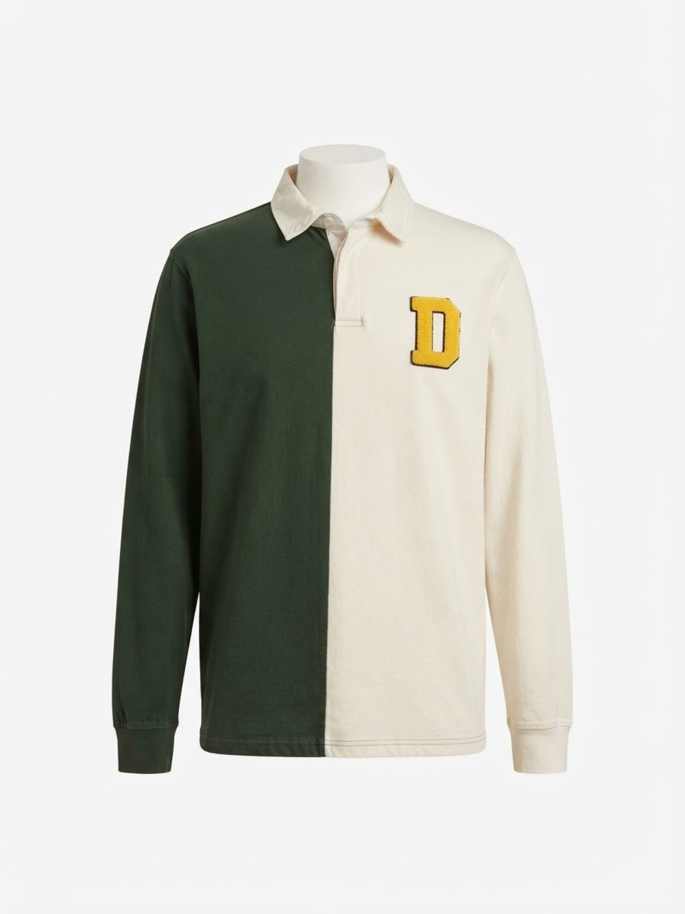 Colorblock Rugby Polo XL Varsity D Patch Green Cream
